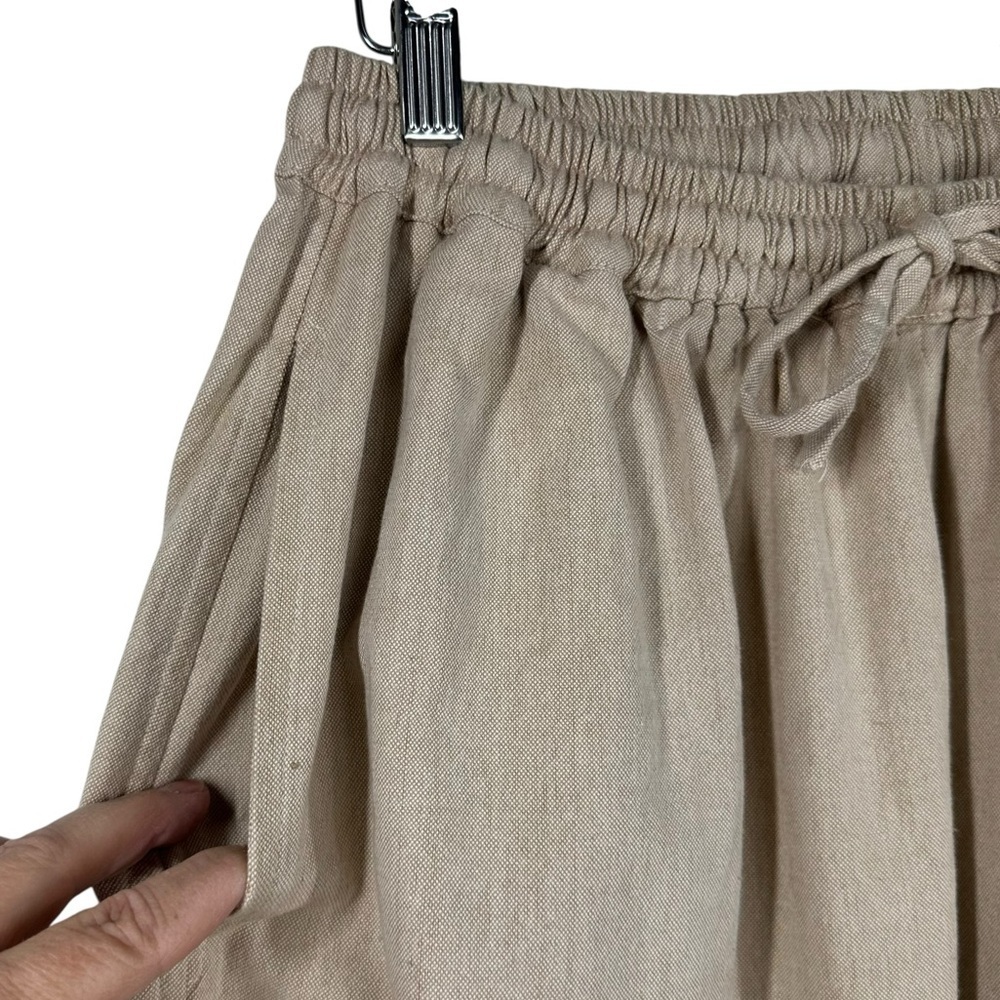 PRIMITIVE Women's L/XL Tan Cotton Elastic Waist Pull on Minimalistic Pants - Picture 2 of 7